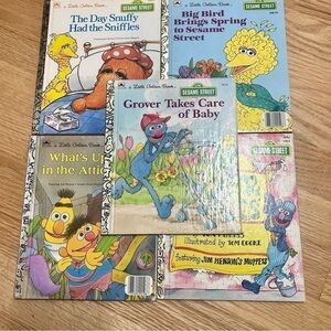 Vintage Little Golden Book Sesame Street Bundle Day Snuffy Had Sniffles
